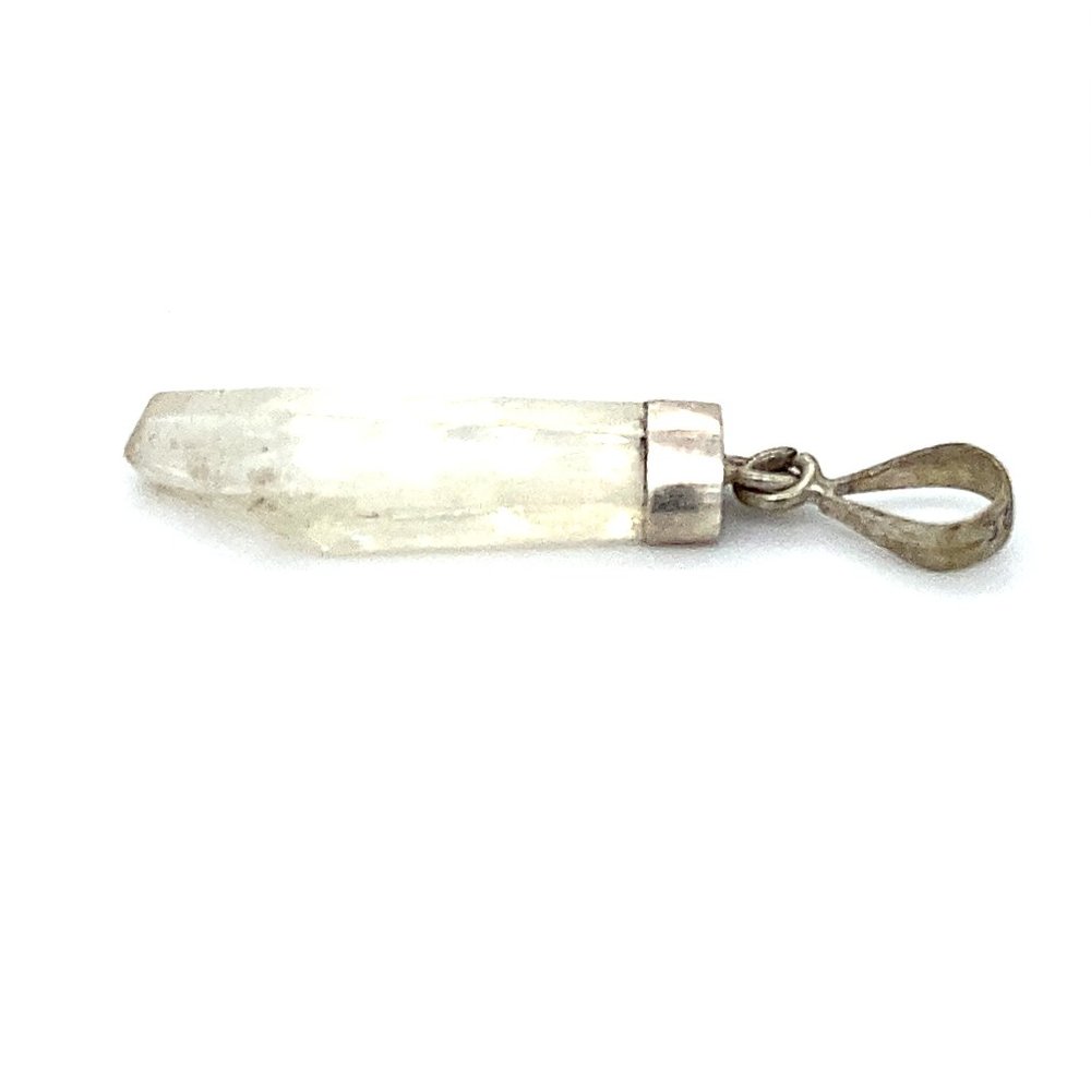 Diamond Quartz Crystal 13.05ct Silver Pendant